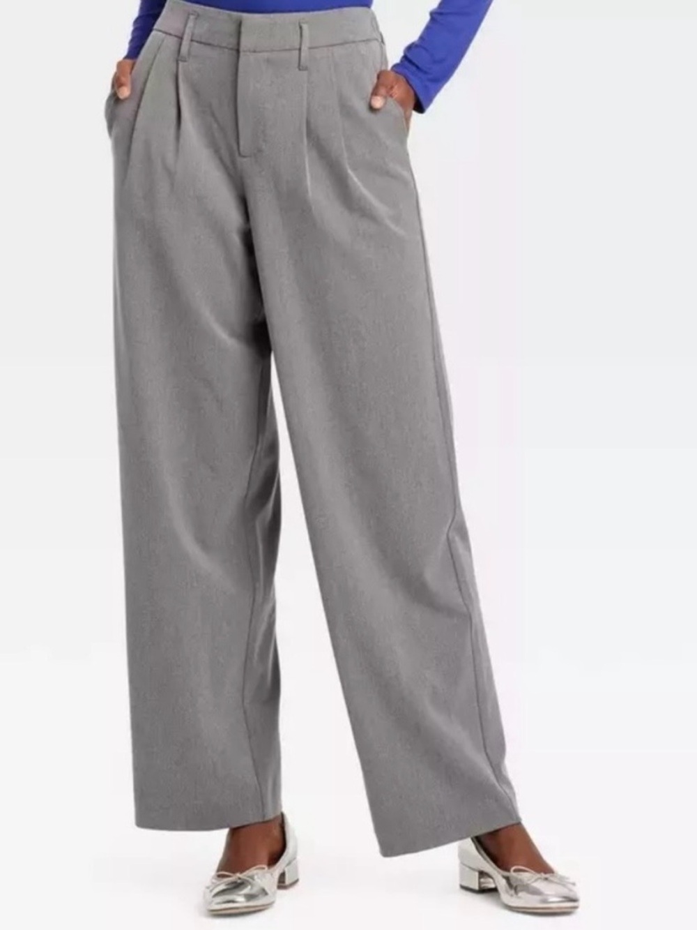 a new day Women’s Wide-Leg Pleated Pants in Gray